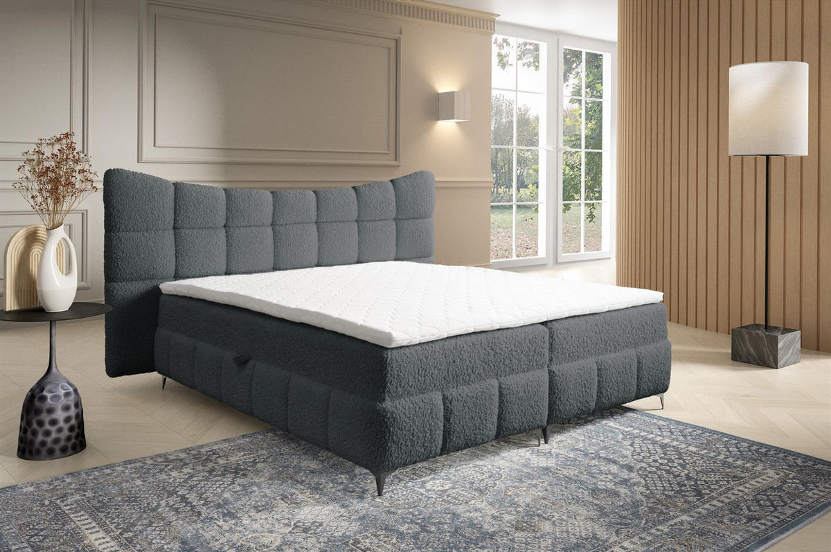 BOXBETT Nova In Rolf - Dunkelgrau, Holzwerkstoff/Textil (180/200cm) - Fun Möbel