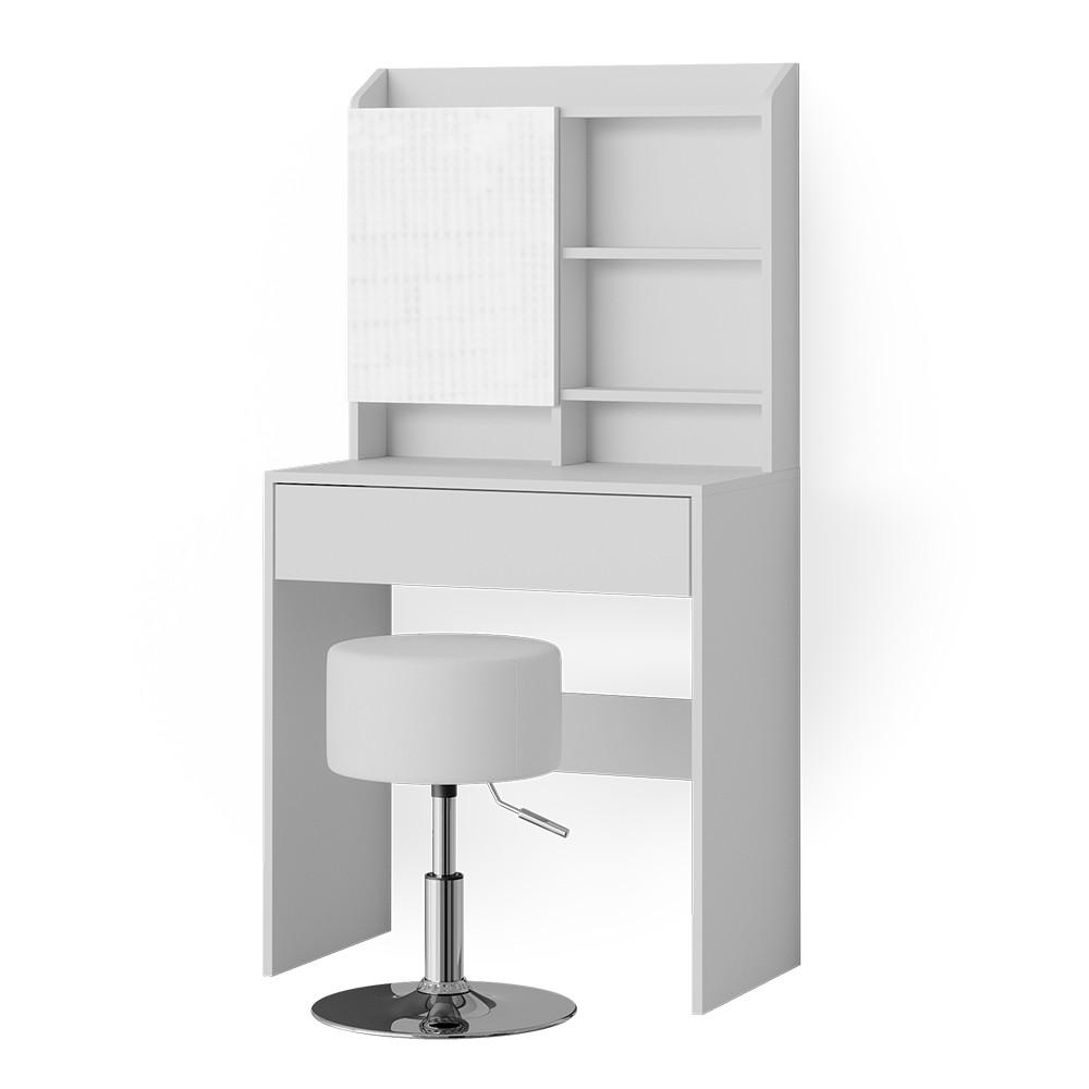 SCHMINKTISCH Laura Weiß 70 cm mit Hocker - Weiß, Holzwerkstoff (70/136/40cm) - Vicco