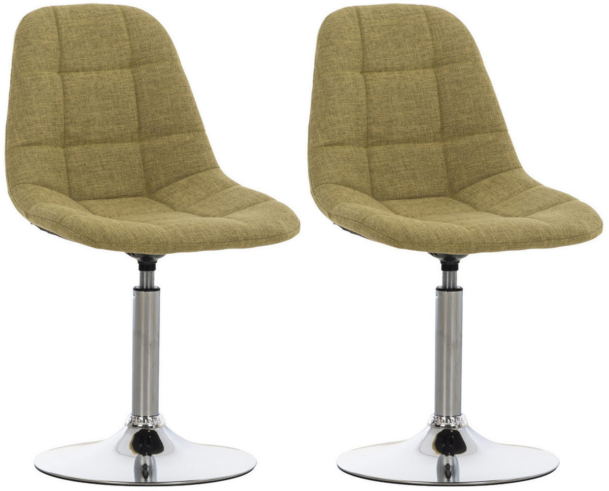 DREHSTUHL 2er Set Stoff grün - Chromfarben/Grün, Textil/Metall (48/84/52cm) - CLP