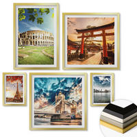 WANDBILDER 5er Set - 50x50 cm & 20x30 cm & 40x60 cm Goldrahmen - Entspannende Zen-Steine für inneren Frieden - Goldfarben, Kunststoff (40/60cm) - ArtPrintCave