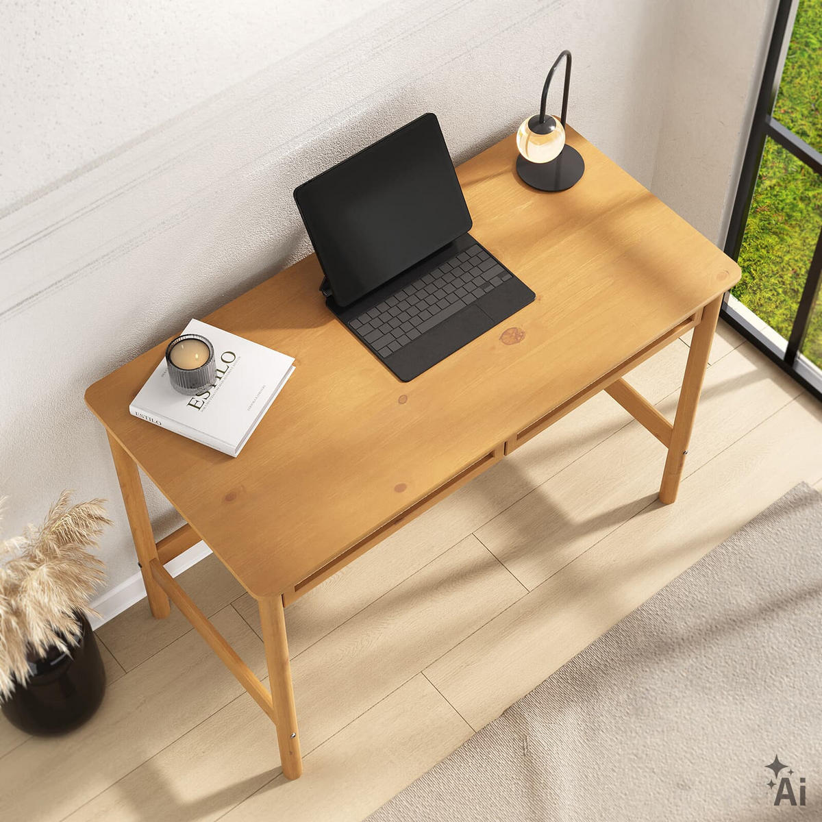 SCHREIBTISCH RODRIGO Eiche - Eichefarben, Holz (110/54/76cm) - IDIMEX