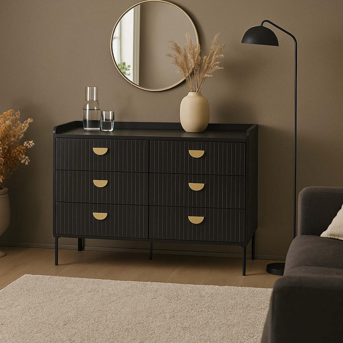 KOMODA Černá - černá, dřevo (120/80/44cm) - MCW