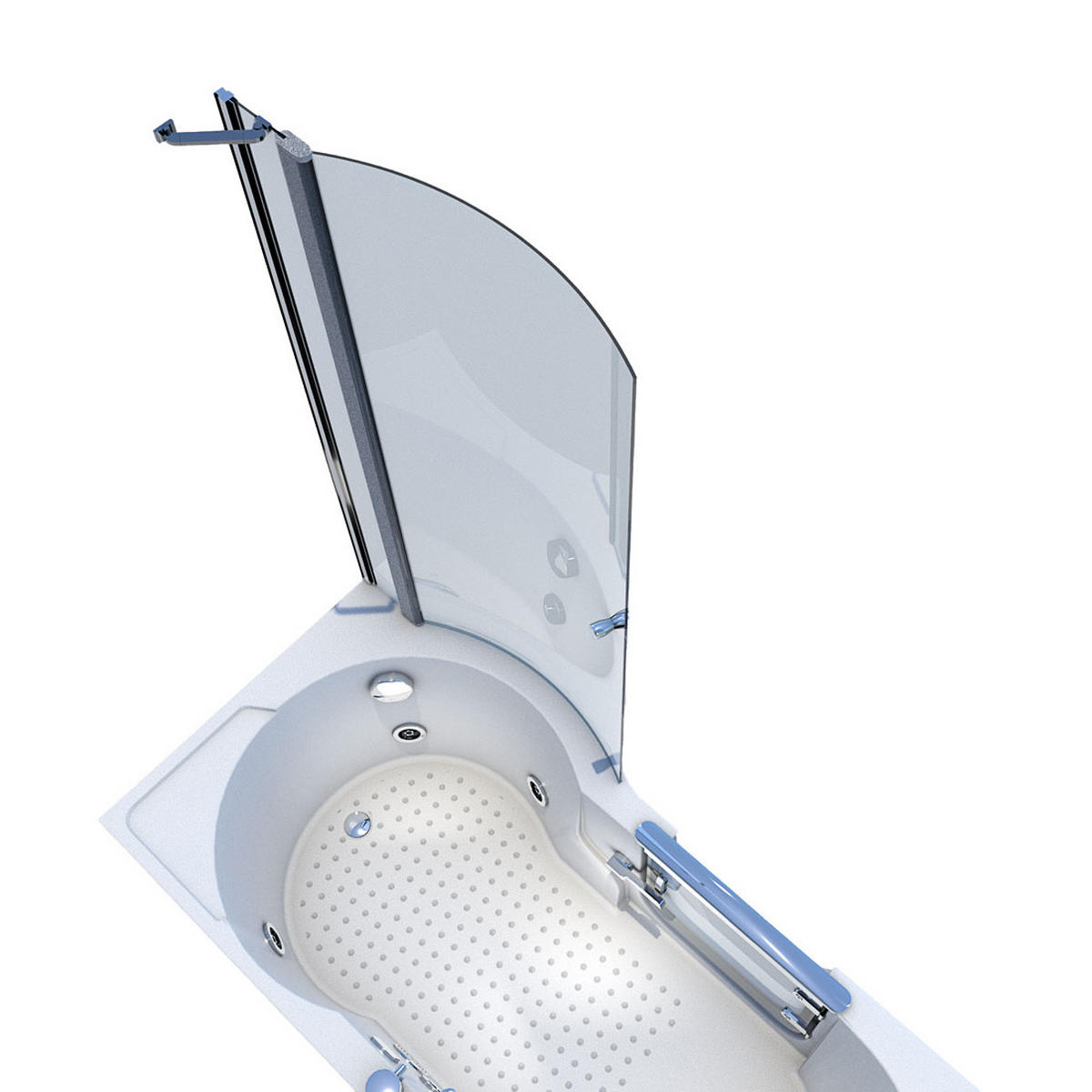 SENIORENDUSCHE Whirlpool mit Tür S12D-EH-WP-L 170x85cm - Weiß, Glas/Kunststoff (85/200/170cm) - AcquaVapore by Sandra Jentho