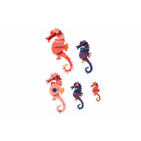 WANDDEKO Seepferdchen-Set 7/3 cm - Blau/Pink, Wellpappe (7/3/21cm) - KUNSTLOFT