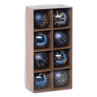 WEIHNACHTSKUGELN Goldverzierungen 8 cm - Blau, Kunststoff (8/9.2/8cm) - Atmosphera Createur d´interieur