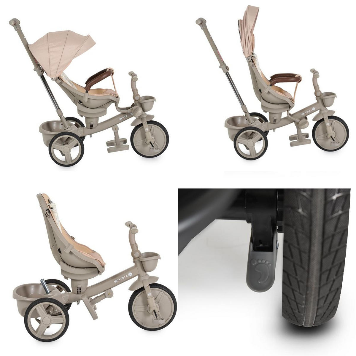 DREIRAD Fusion beige verstellbar PU-Reifen drehbarer Sitz Schiebestange - Beige, Metall (90/49/94cm)