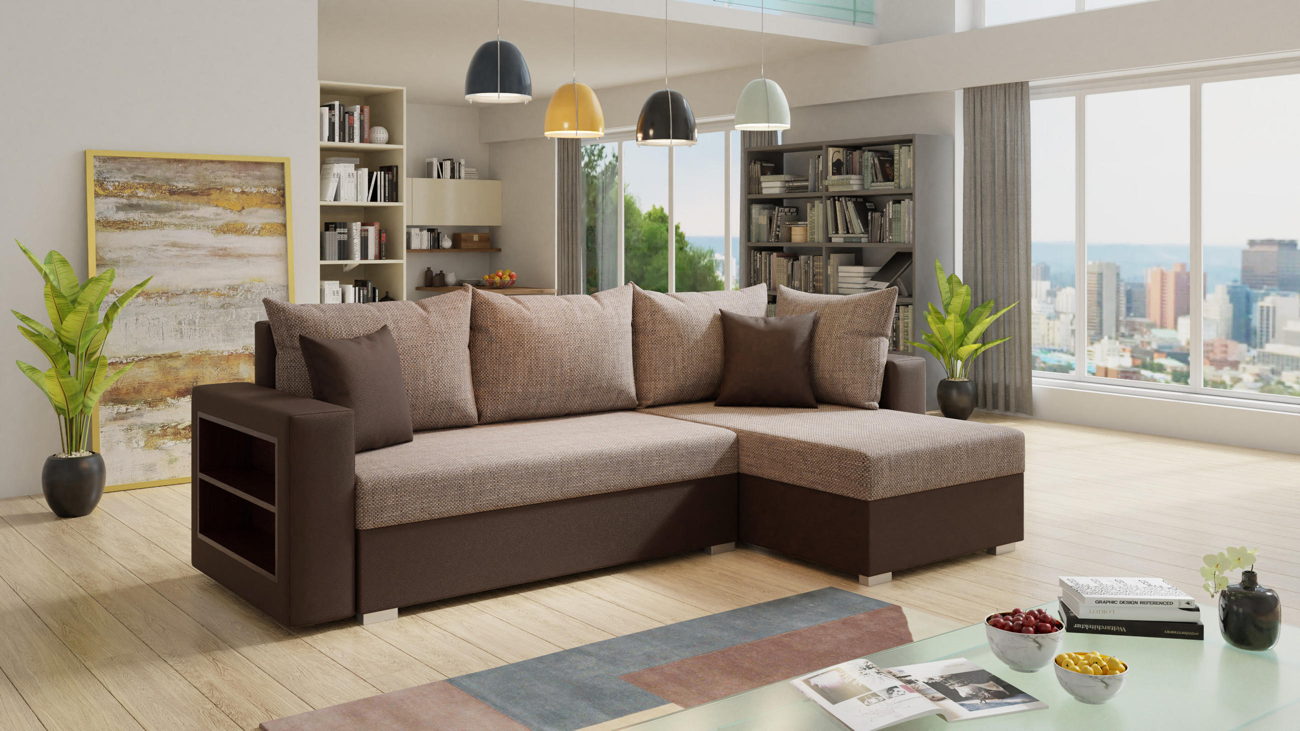ECKSOFA Lord, Seite: Rechts - Braun, Holz/Textil (238/141cm) - Sofnet