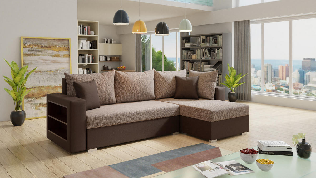 ECKSOFA Lord, Seite: Rechts - Braun, Holz/Textil (238/141cm) - Sofnet