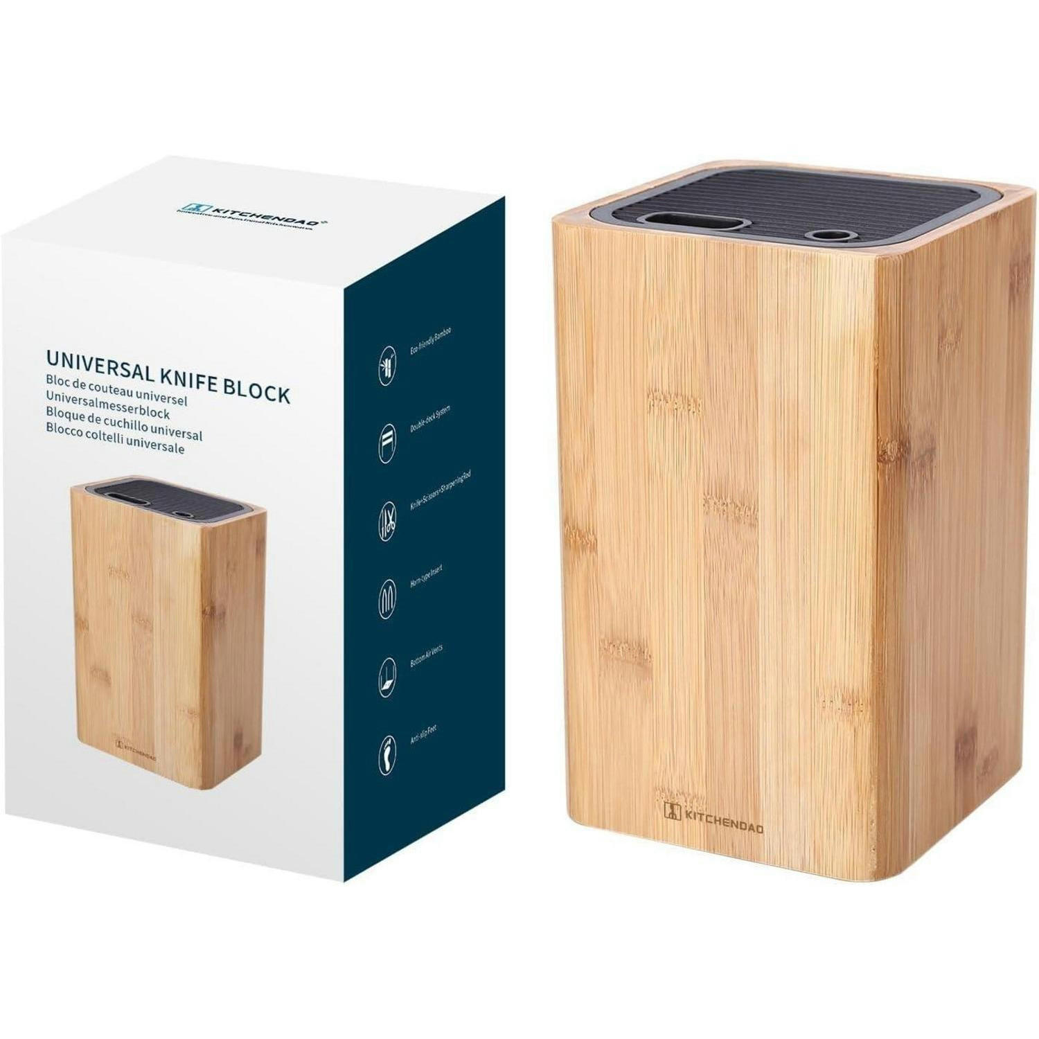 MESSERBLOCK Bambus mit Schlitzen für Schere und Wetzstab - Braun, Naturmaterialien (14.2/23.1/14.2cm)