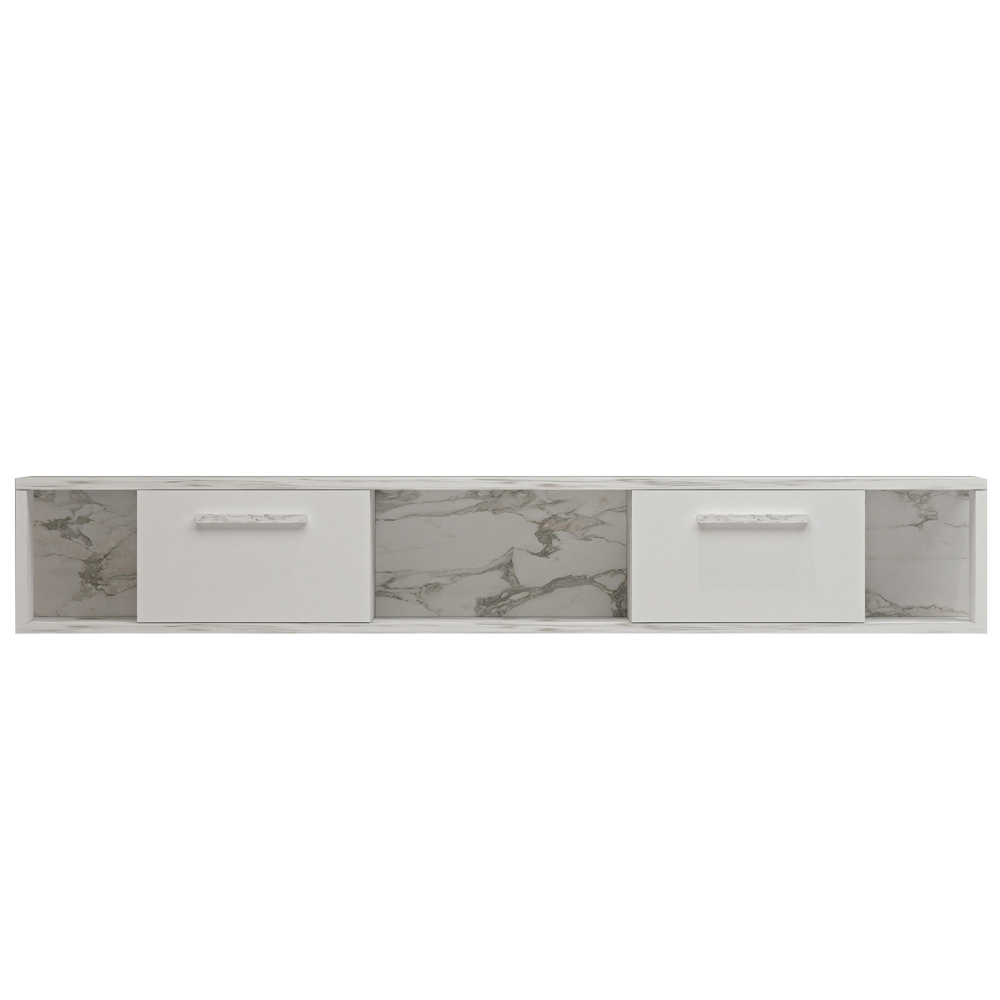 TV-LOWBOARD Aldora Weiß Marmor Optik 9581 - Weiß, Holzwerkstoff (160/30/30cm) - moebel17