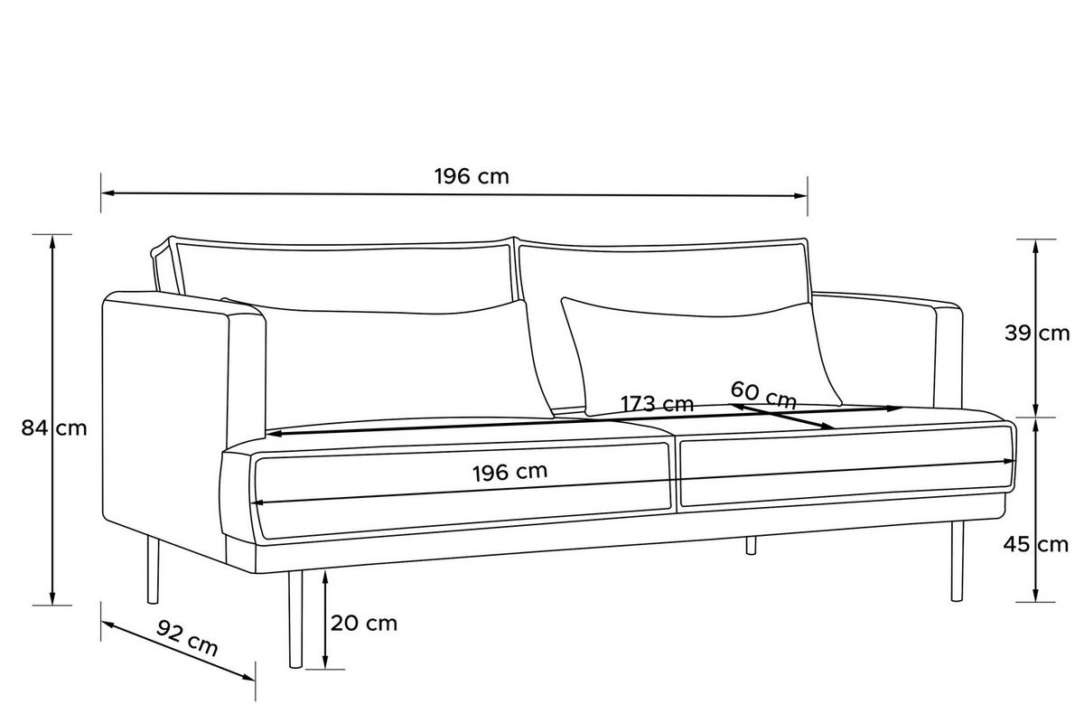 3-SITZER-SOFA GANZO 2 Kissen inklusive, Cord-Stoff, dunkelgrün - Dunkelgrün/Schwarz, Textil/Metall (193/84/92cm) - KONSIMO®