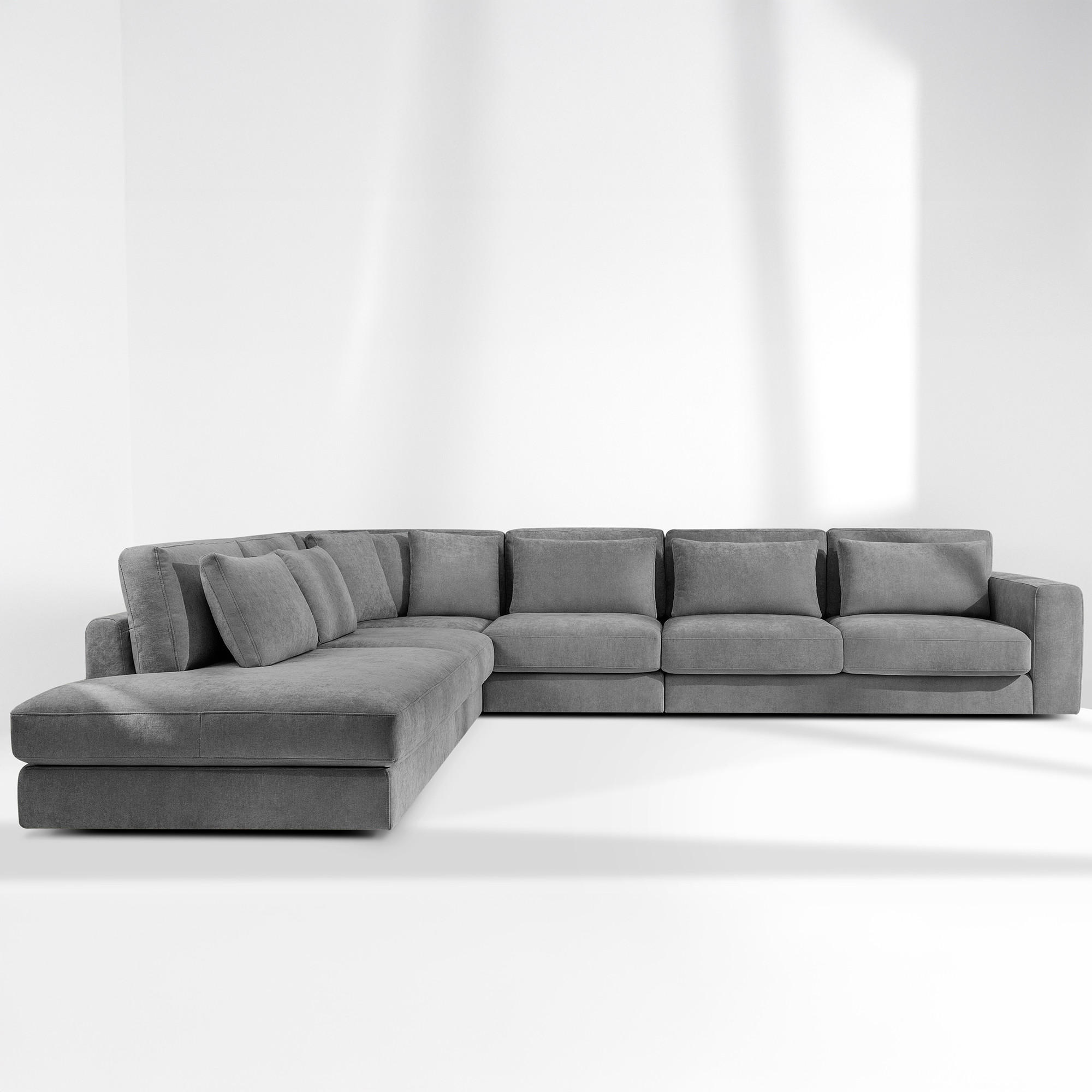 ECKSOFA XL links VERUS - Dunkelgrau, Holz/Holzwerkstoff (377/328cm) - KONSIMO®