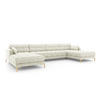 PANORAMASOFA Mamaia aus Samt leichtes beige 6 Sitzplätze - Creme, Textil (185/75/383cm) - Micadoni