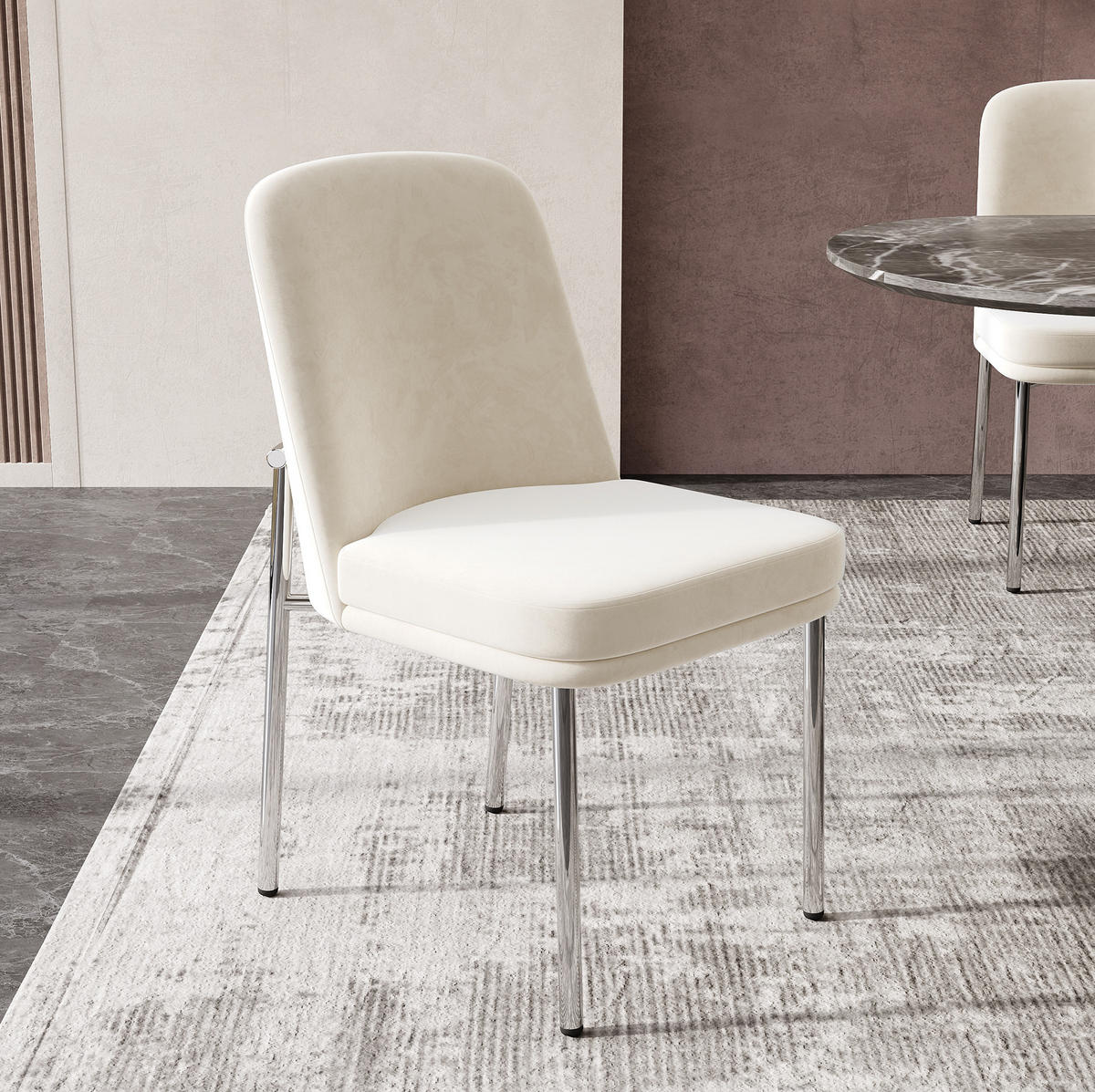 ESSZIMMERSTUHL 6er-Set gepolstert Samt Beige mit Metallbeinen - Beige, Metall (53/82/42.6cm) - Meubliv