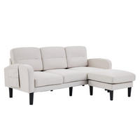 ECKSOFA 204/136/80 cm aus Stoff mit Chaiselongue und Seitentaschen Beige - Beige, Textil (136/204cm) - Modenvie