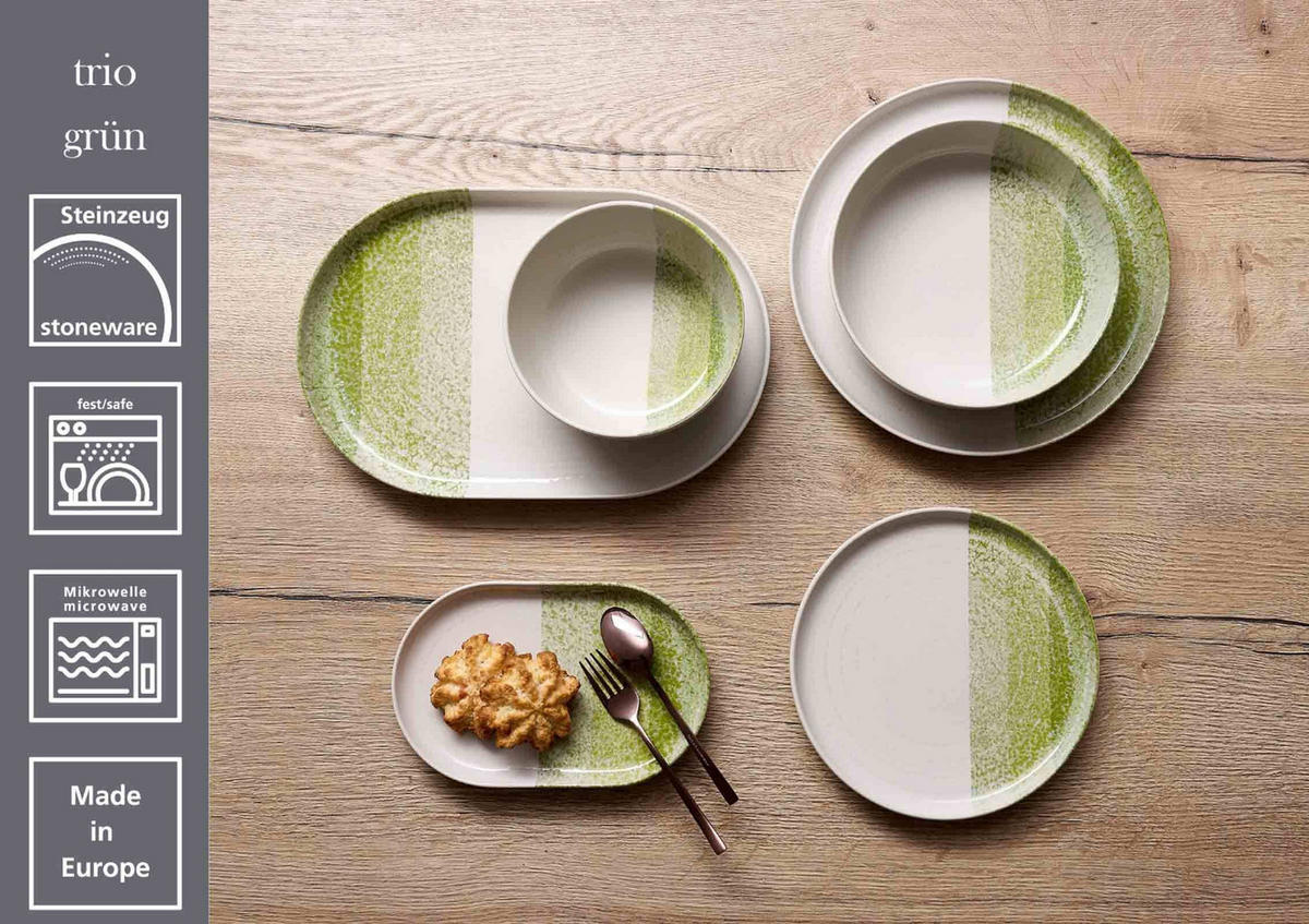FRÜHSTÜCKSTELLER Trio Grün ø 19,5 cm 6er Set - Grün, Keramik (19.5cm) - Ritzenhoff Breker