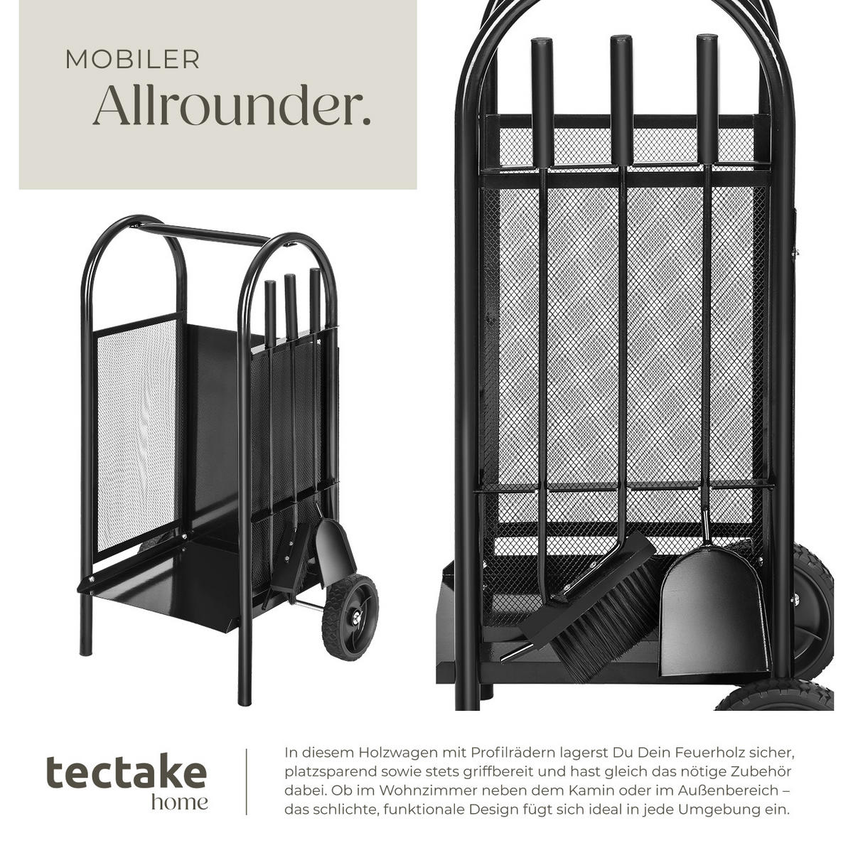 HOLZWAGEN ,42,5 x 38 x 80,5 cm,schwarz - Schwarz, Metall (38/80.5/42.5cm) - tectake