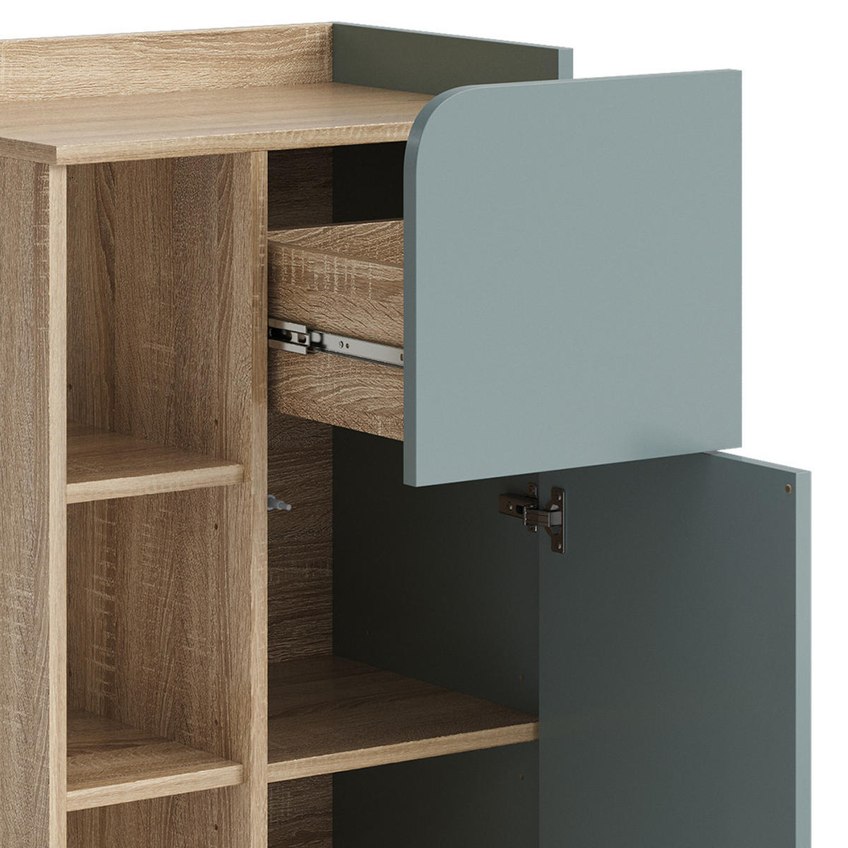 UNTERSCHRANK Karen Blau-Grau 50 x 90 cm mit Tür und Schublade - Dunkelblau/Sonoma Eiche, Holzwerkstoff (50/90/35cm) - Vicco