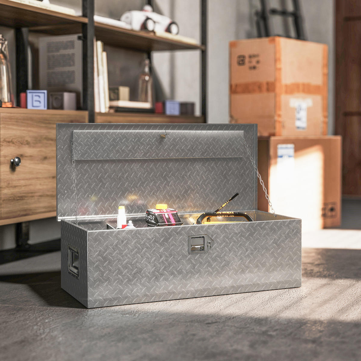 WERKZEUGKASTEN, 43-Liter-Alu-Kasten mit Schloss, 76,2 x 33 x 24,4 cm, Silber - Multicolor, Kunststoff (33/24.4/76.2cm) - FORIOUS