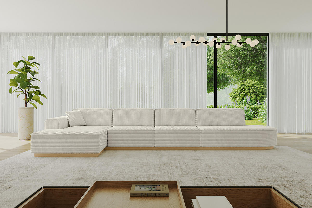 ECKSOFA Ottomane Links IREA-L3-v2 - 403x165x81 cm Hellgrau - Hellgrau, Holzwerkstoff/Textil (403/165cm) - ALTDECOR