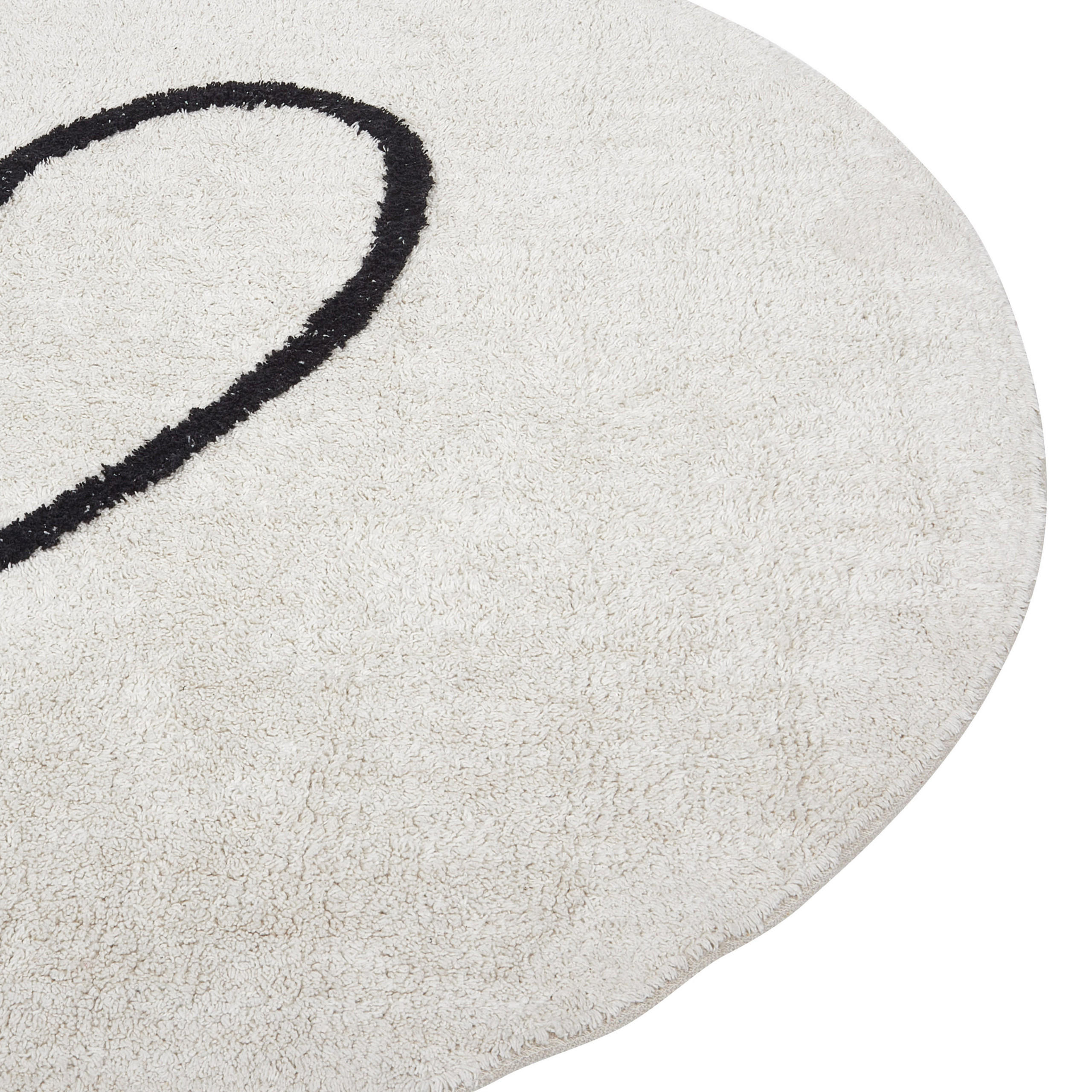 KURZFLOR-TEPPICH Beige 140 cm Heart - Beige/Schwarz, Textil (140/140cm) - Beliani