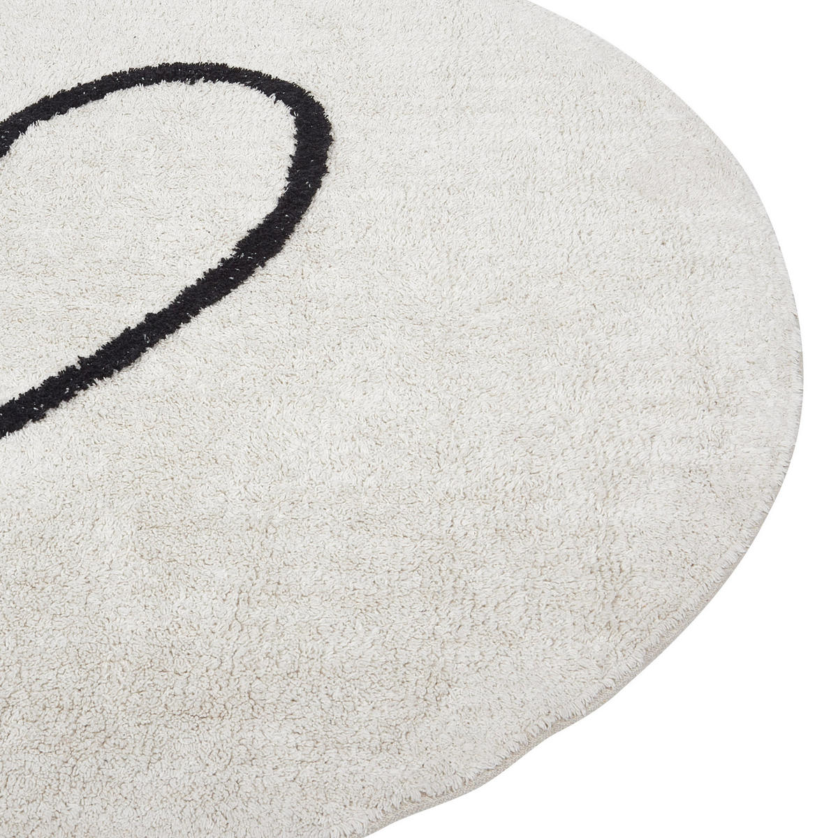 KURZFLOR-TEPPICH Beige 140 cm Heart - Beige/Schwarz, Textil (140/140cm) - Beliani