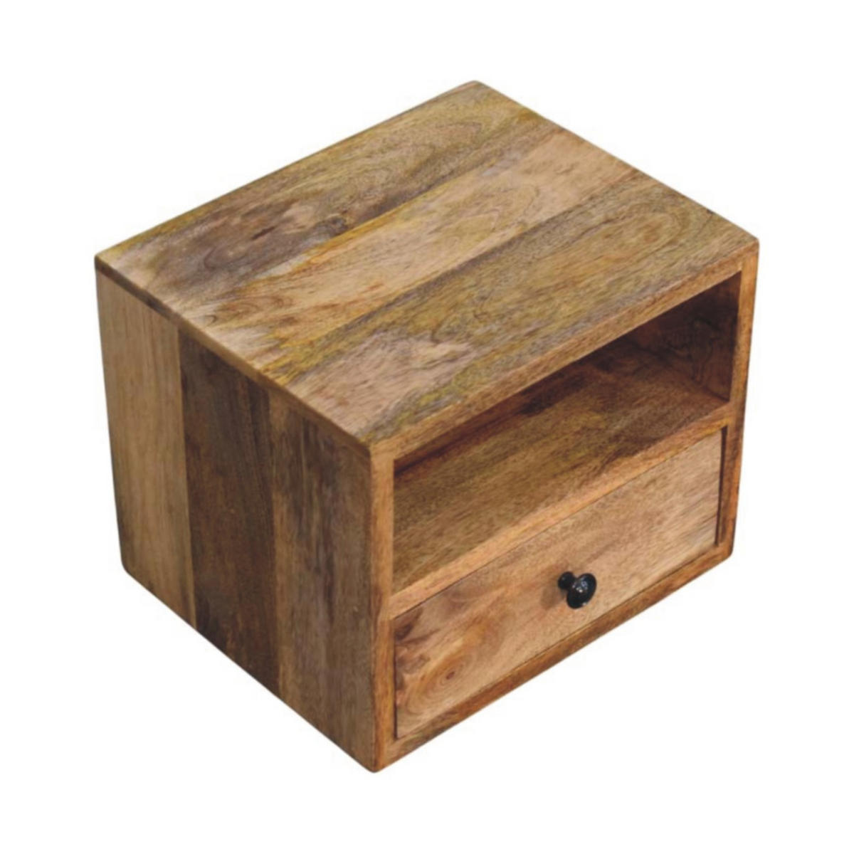 NACHTTISCH Massivholz Solis Oak-ish Wandmontiert, 1 Schublade und Offenes Fach, Hellbraun - Hellbraun/Messingfarben, Holz/Metall (30/24/25cm) - Artisan Furniture