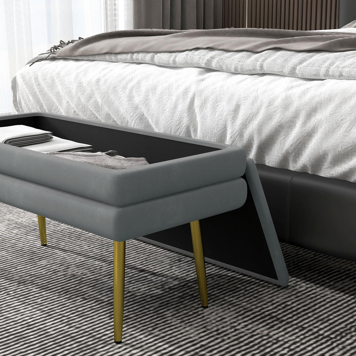 TRUHENBANK Grau - Dunkelgrau, Kunststoff (37.5/43/79.5cm) - HOMCOM