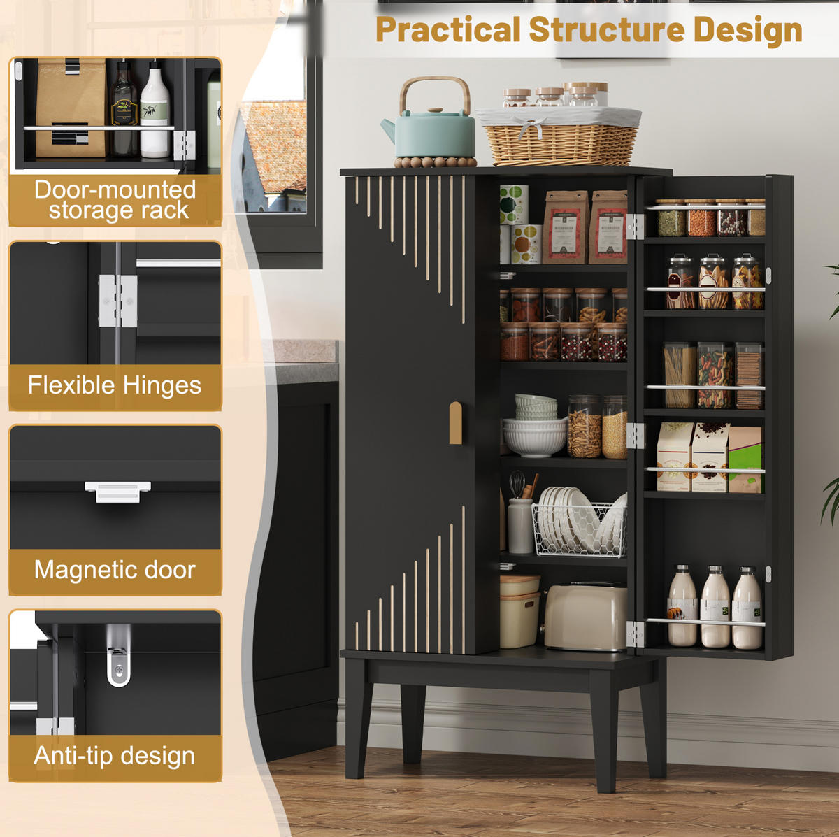 BUFFET 120/59/30 cm Schwarz aus MDF mit 2 Türen - Schwarz, Holzwerkstoff (30/120/59cm) - OKMYHOME