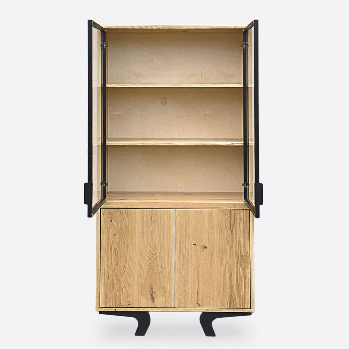 EICHENHOLZ-VITRINE aus Massivholz für das Wohnzimmer VITA - Eichefarben, Holz (100/190/45cm) - Rawood Furniture