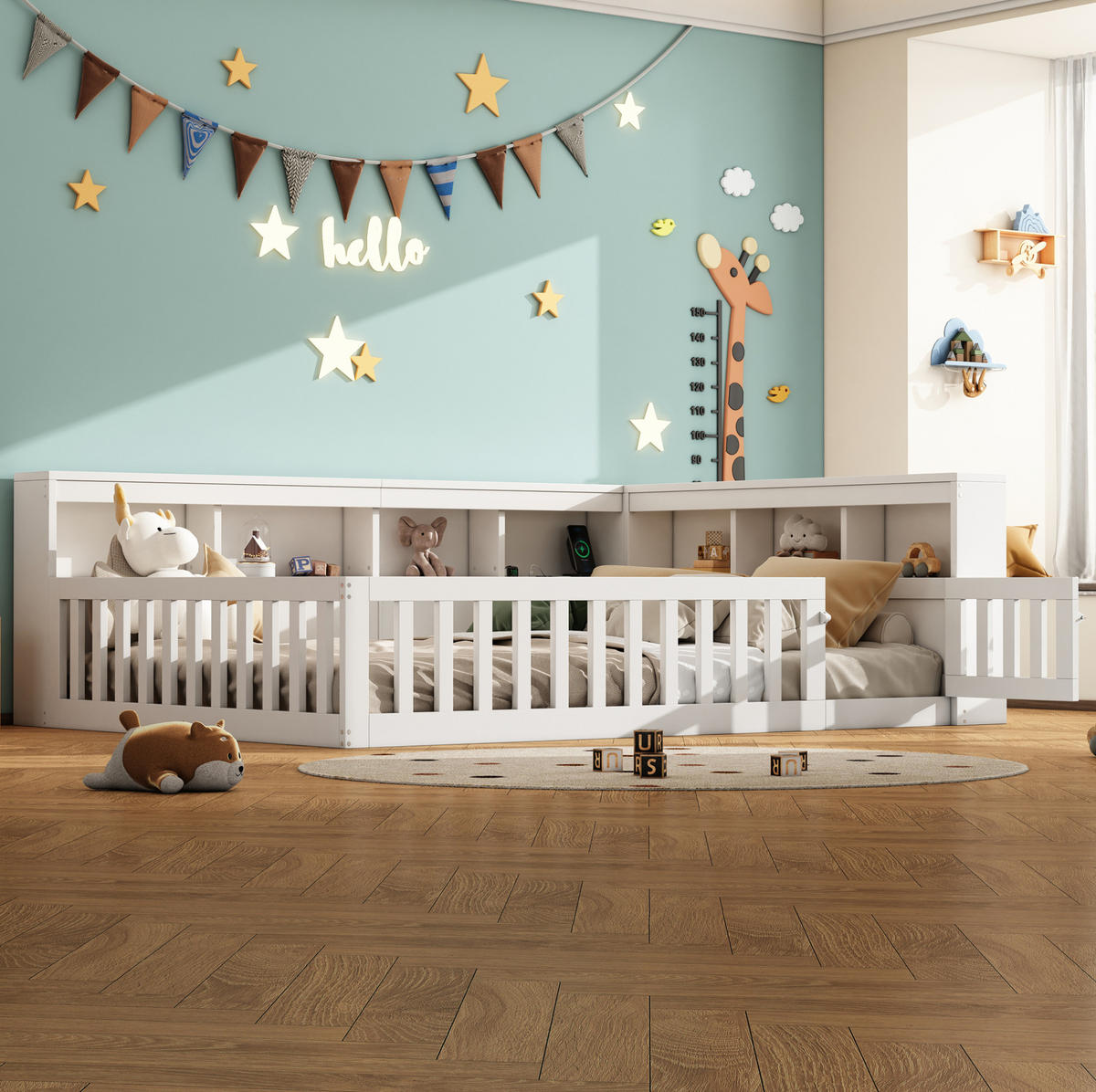 TAGESBETT mit Stauraum und USB 140x200 cm Weiß - Weiß, Holzwerkstoff (140/200cm) - Beauniv