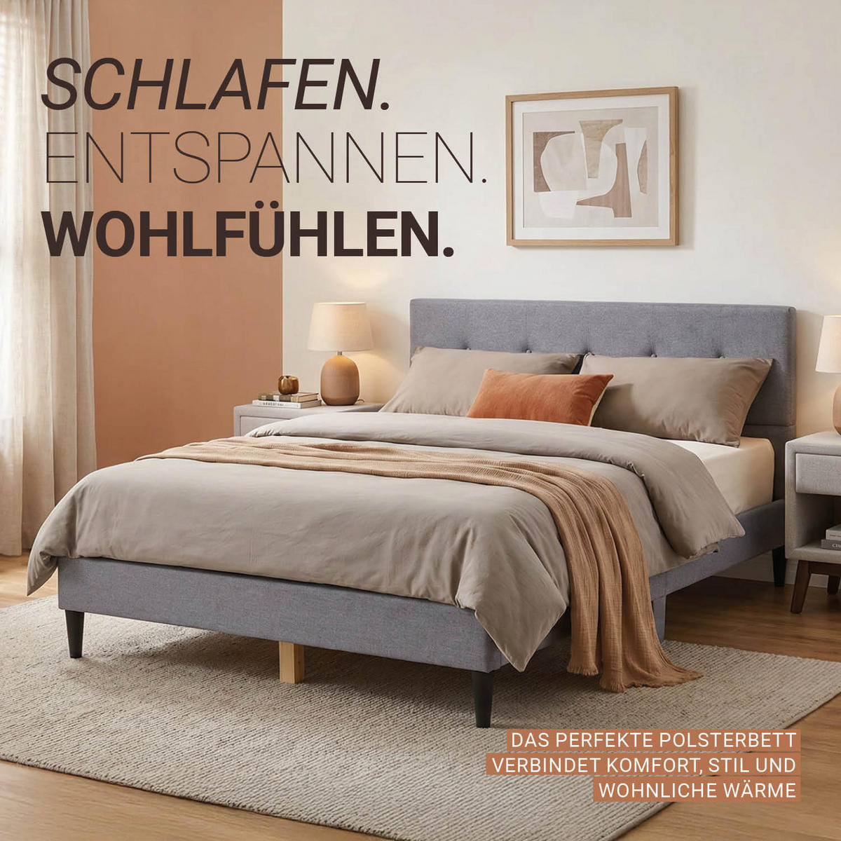 POLSTERBETT mit Lattenrost 160/200 cm in Grau - Grau, Textil (160/200cm) - Homestyle4u