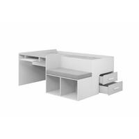 JUGENDBETT MULTI 90/200 cm in Weiß/Hellgrau - Hellgrau/Weiß, Holzwerkstoff/Textil (90/200cm) - Deine Möbel 24