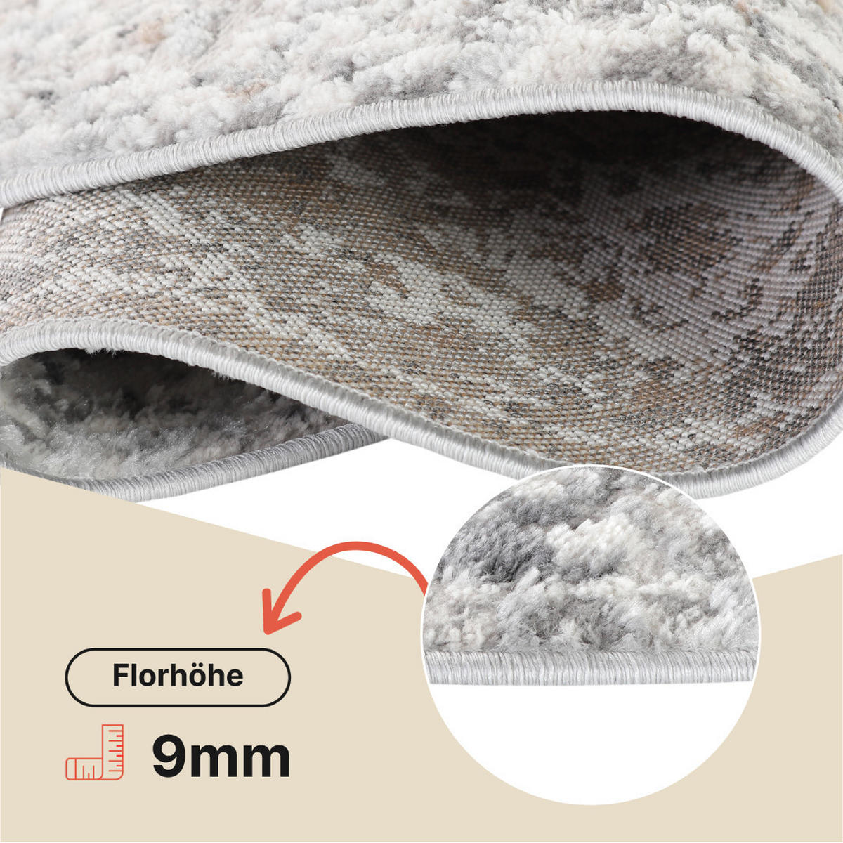 TEPPICH VALLEY Creme Rund 200/200 cm - Creme, Textil (200/200cm) - Tapiso