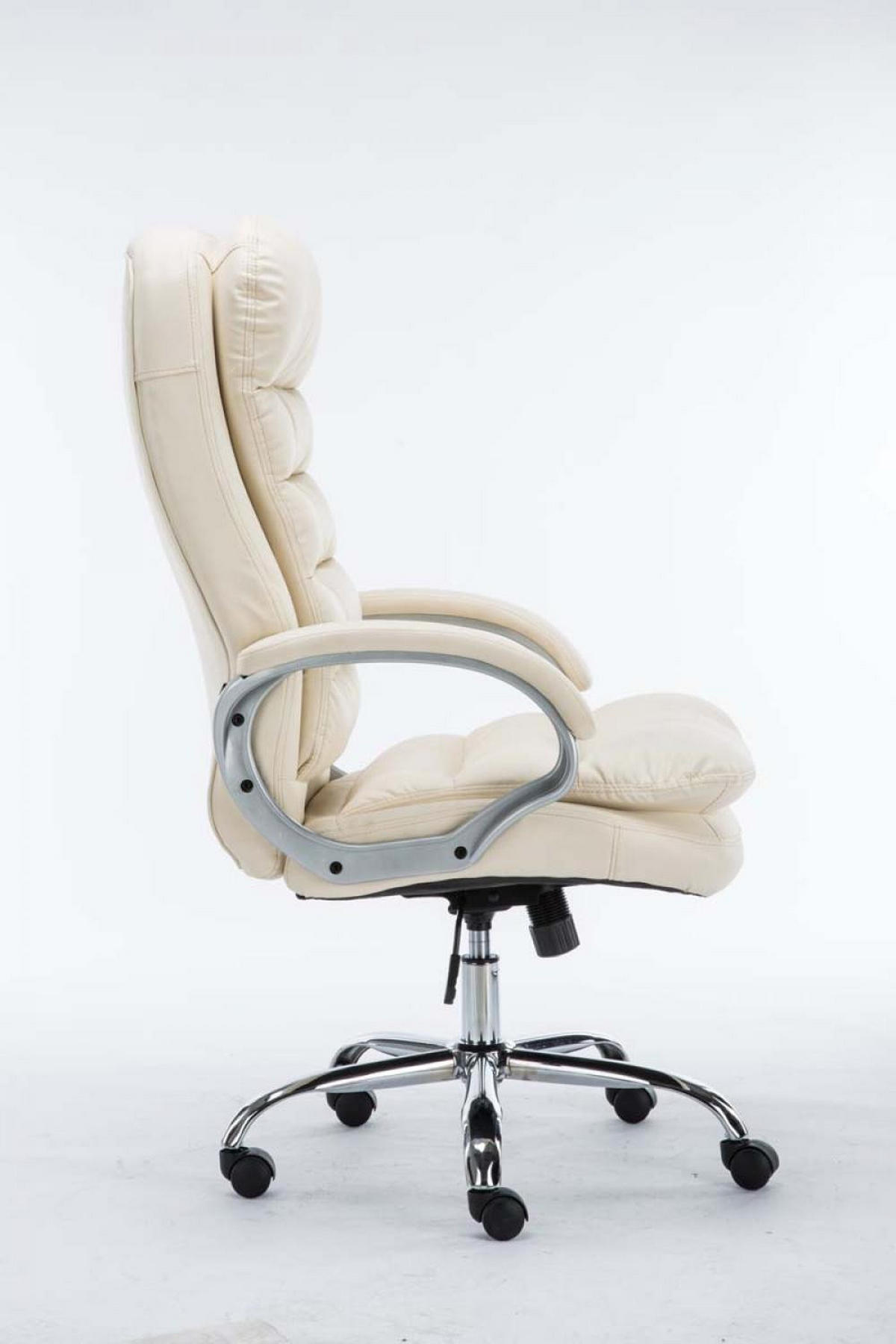 CHEFSESSEL Lederlook creme - Chromfarben/Creme, Textil/Metall (68/116/77cm) - CLP