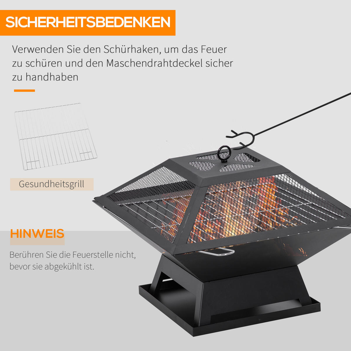 FEUERSCHALE, Stahl, Schwarz - Schwarz, Metall (45/34/45cm) - Outsunny