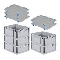EUROBOX 5x Nextgen Economy Mit Auflagedeckel Grau/Blau Griffe Geschlossen 16 Liter - Blau, Kunststoff (30/17/40cm) - PROREGAL