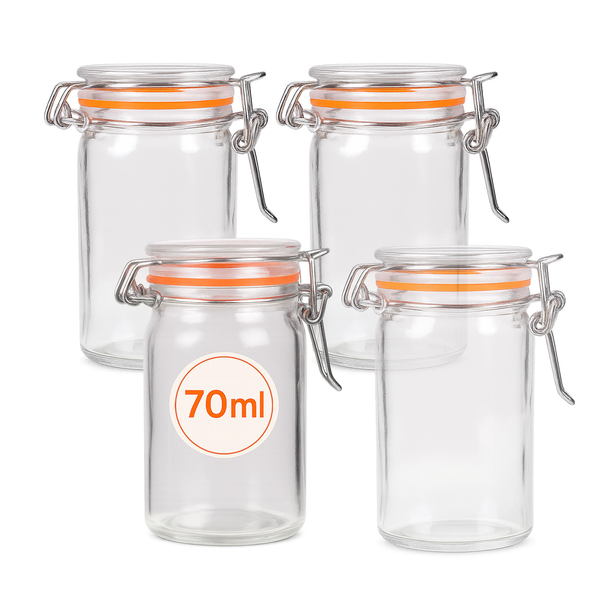 EINMACHGLAS-SET mit Bügelverschluss 70ml 4er-Pack - Transparent, Glas (0.07L)