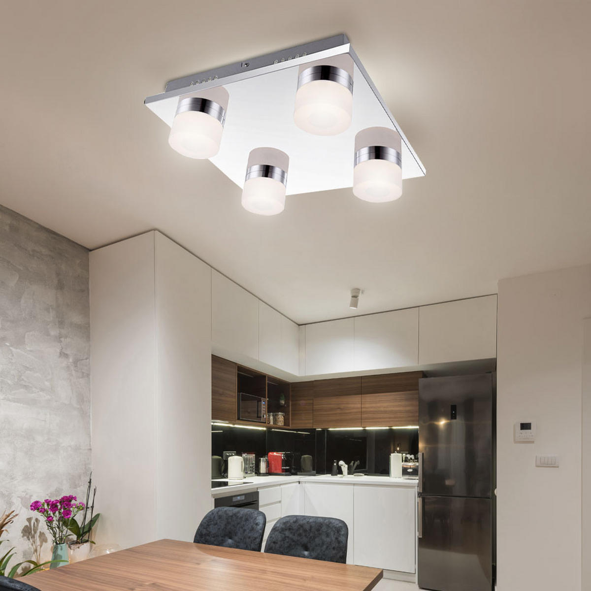 LED DECKENLEUCHTE PANAMERA Silber Chrom - Silberfarben, Metall (30/30/8cm) - Globo Lighting