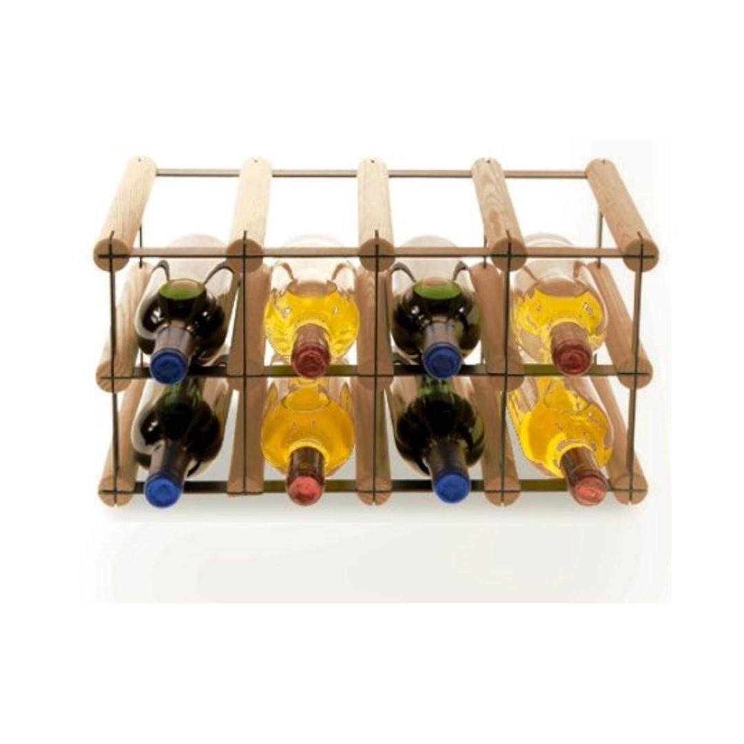 WEINREGAL Vinotega Mod Metal 22,5x42,5x24,5 cm 4x2 Flaschen Massives Kiefernholz Braun Geölt - Braun, Holz (42.5/22.5/24.5cm) - PROREGAL