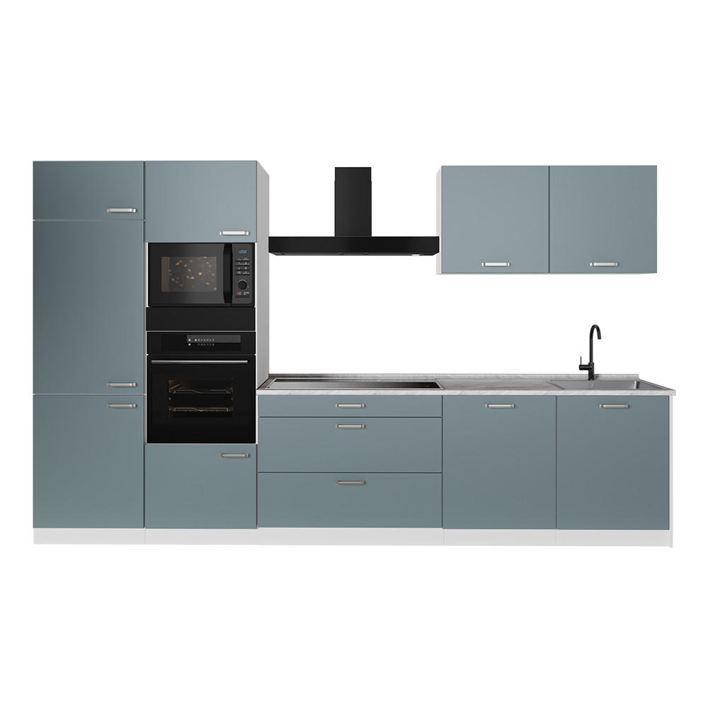 KUCHYNKA R-Line, Modrošedá/biely, 340 cm Marmori työtaso - biela/modrosivá, kompozitné drevo (340/206.8/60cm) - Vicco