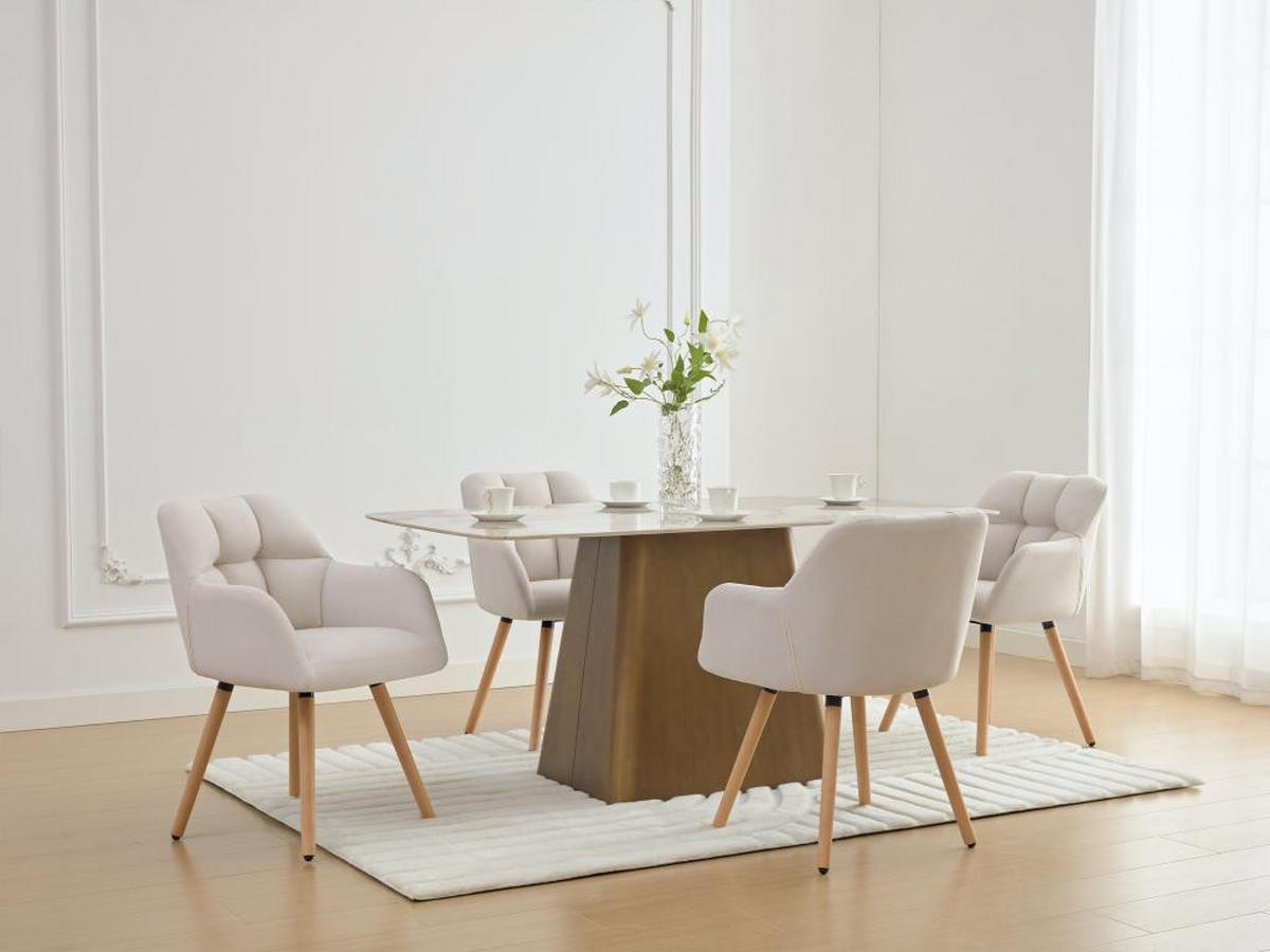 STUHL mit Armlehnen 2er-Set - Stoff & Buchenholz - Beige - PEGA - Beige, Textil (58/81/57.5cm) - Pascal Morabito