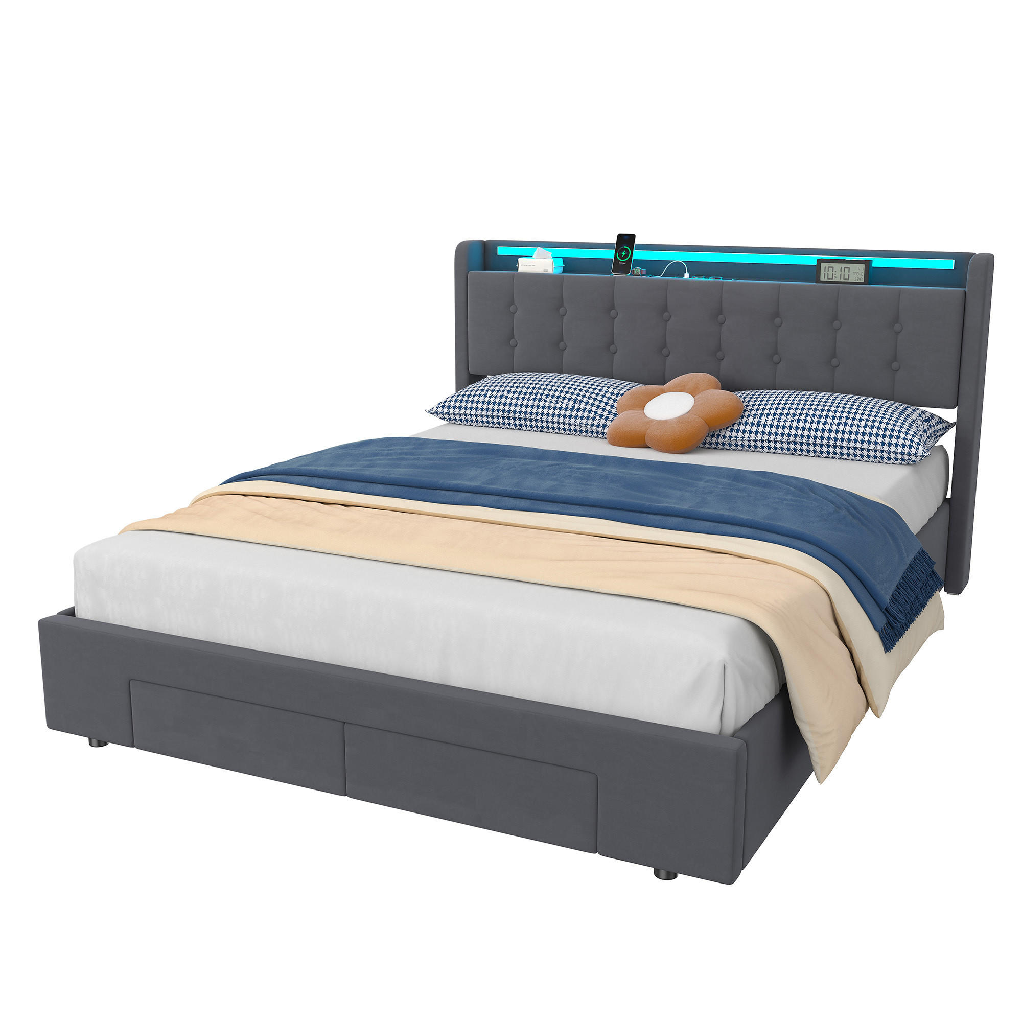 Chicfurn Polsterbett160/200 Dunkelgrau 160x200 cm