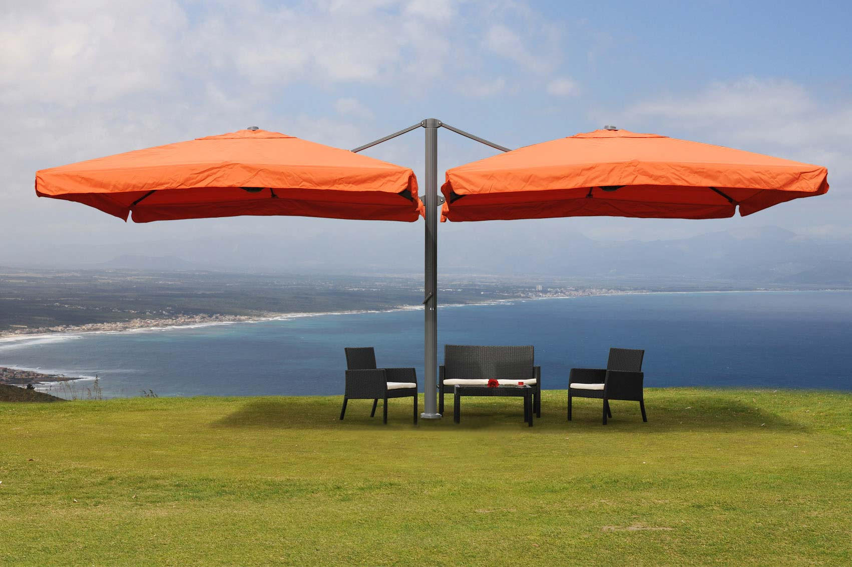 DOPPEL-AMPELSCHIRM Orange 297/620 cm - Orange, Metall (620/297cm) - MCW