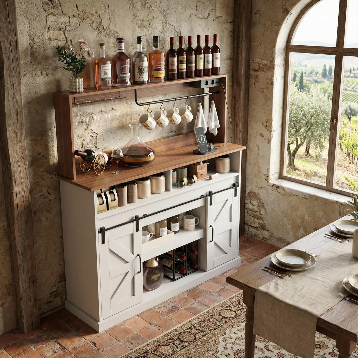 HIGHBOARD 120 cm in Weiß & Natur - Weiß, Holzwerkstoff (120/130/40cm) - Urban Meuble