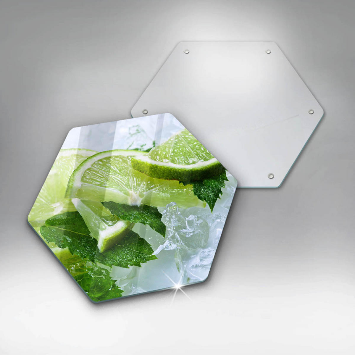 GLASPLATTE 40 cm Limette Minze und Eis - Grün, Glas (40/40cm) - Wallfluent