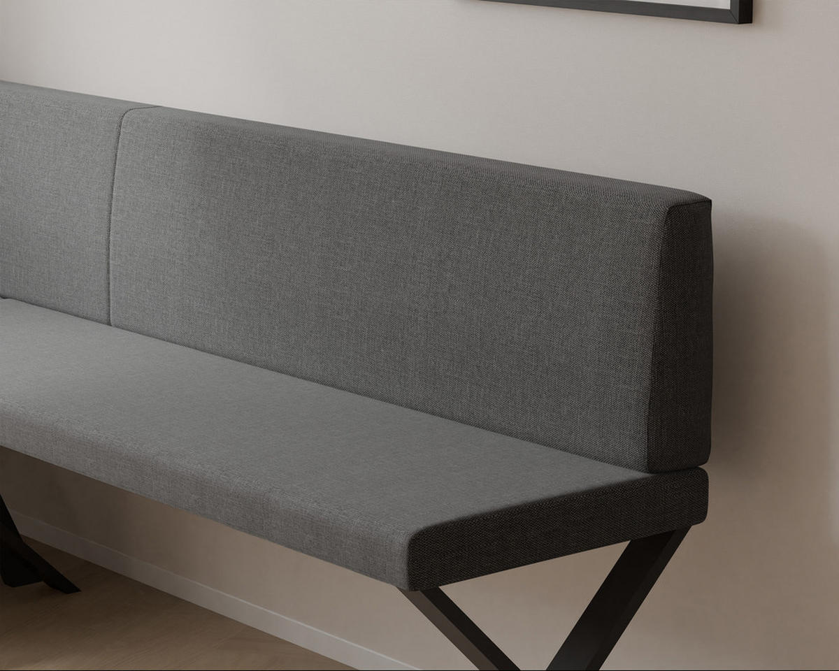 ECKBANK links VERO X Webstoff glatt, 142/196 cm Dunkelgrau - Dunkelgrau, Textil/Metall (142/196cm) - Idohome