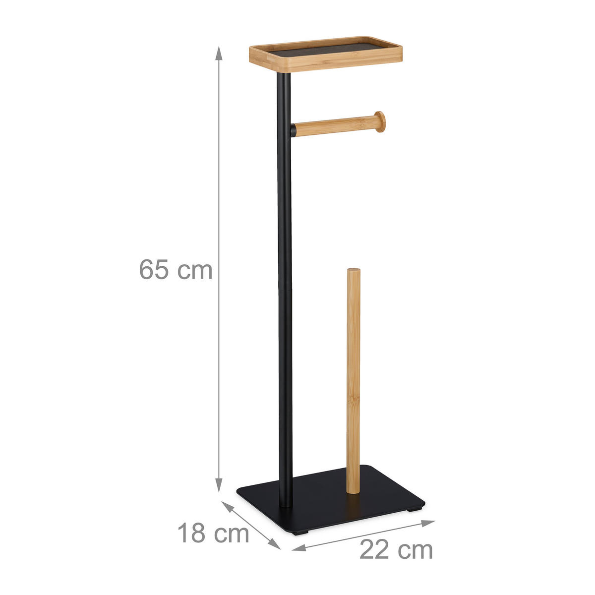 TOILETTENPAPIERHALTER - Schwarz, Holz/Kunststoff (22/65/18cm) - Relaxdays