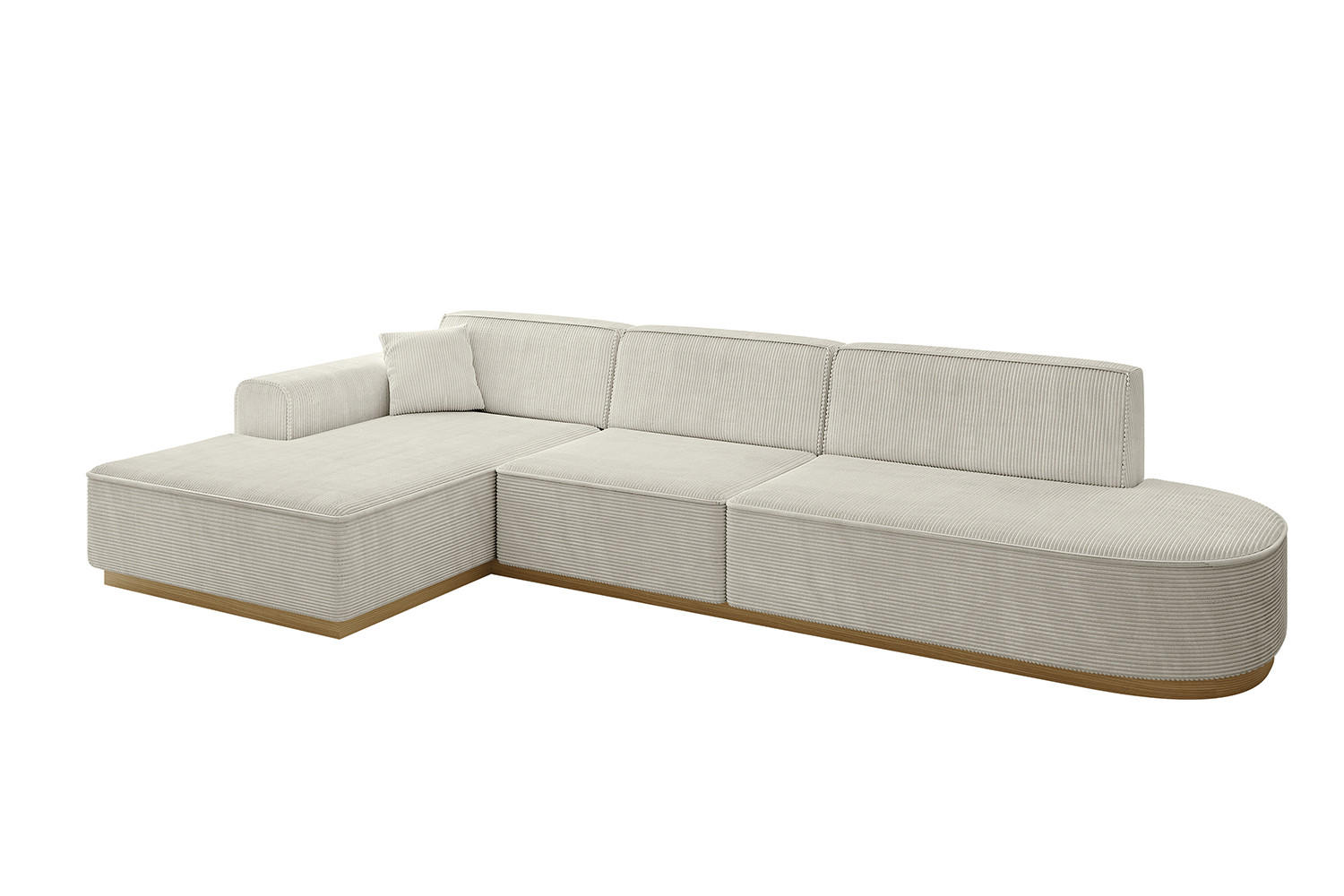 ECKSOFA Ottomane Links IREA-L2-v2 - 327x165x80 cm Hellgrau - Ecru, Holzwerkstoff/Textil (327/165cm) - ALTDECOR