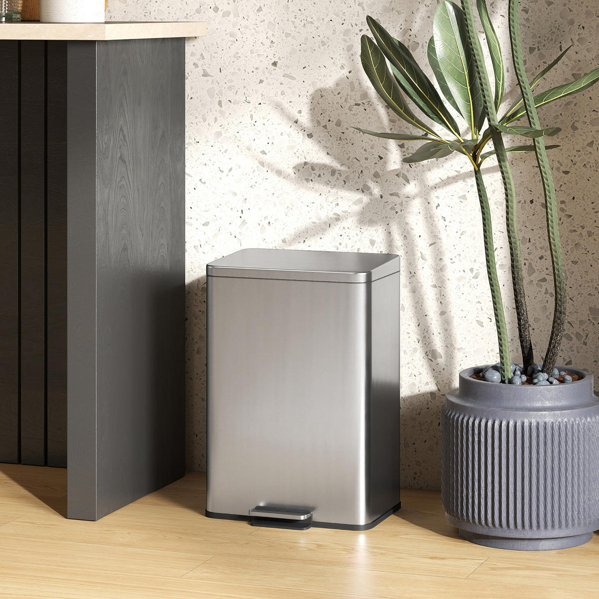 MÜLLEIMER 20L EDELSTAHL Treteimer mit Softclose, Silber, Küche - Silberfarben, Metall (30.6/44.2/34.2cm) - Rolipo